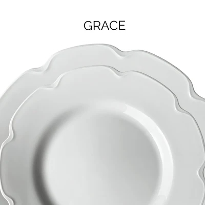 Grace brings polished curves to the table. The sleek, versatile shape easily transitions from everyday to formal, from modern, to deco, to traditional.