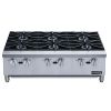 Commercial Gas Hotplate Cooktop in Stainless Steel with Six Lift-Off Burner Hot Plate