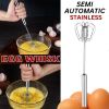 Semi-Automatic Egg Whisk Hand Push Egg Beater Stainless Steel Blender Mixer Whisk