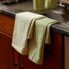 Newport Garden Gate & Pinstripe Kitchen Towels, Mixed Set of 2 - Green