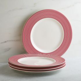 Newport Stripe Rimmed Dinner Plate - Red