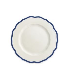 Stella Scalloped Salad Plate - Blue Rim