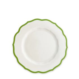 Stella Scalloped Salad Plate - Green Rim