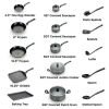 Easy Care Nonstick Cookware, 20 Piece Set, Grey, Dishwasher Safe