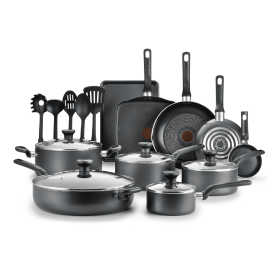 Easy Care Nonstick Cookware, 20 Piece Set, Grey, Dishwasher Safe (Item Color: Gray)