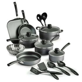 Primaware 18 Piece Non-stick Cookware Set, Steel Gray (Item Color: Gray)