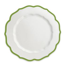 Stella Scalloped Dinner Plate (Colored Rim: Green)